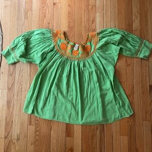 SISTER MARY Green Embroidered Women's Top